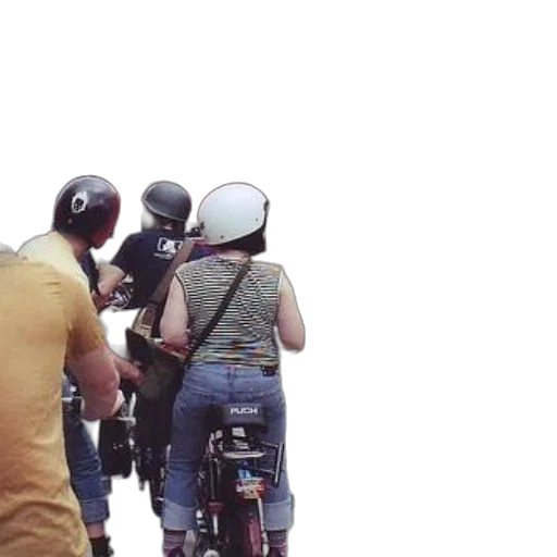 outer space, group, people, bikes, wearing, helmets, waiting, traffic transparent PNG cut-out