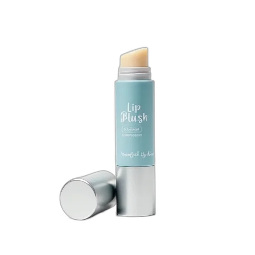white, blue, tube, lip, balm, silver, cap, displayed transparent PNG cut-out