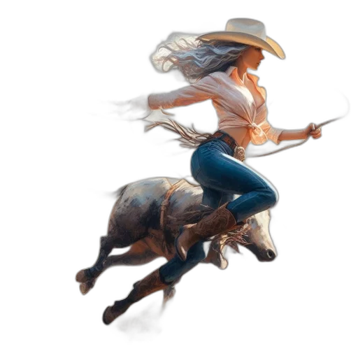 hat, animal, concept art, fantasy art, photorealistic, oil painting, female, rider transparent PNG cut-out