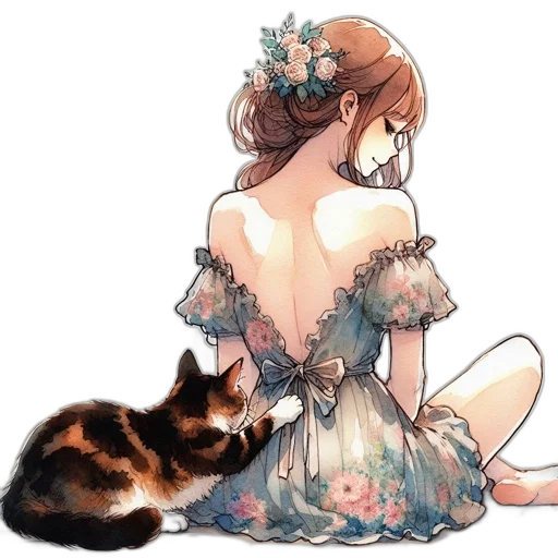 dress, crown, animal, jewelry, watercolor, anime, pixel art, photorealistic transparent PNG cut-out