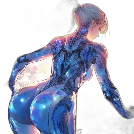 robot, dress, concept art, comic book art, cyberpunk, anime, neon lights, outer space transparent PNG cut-out