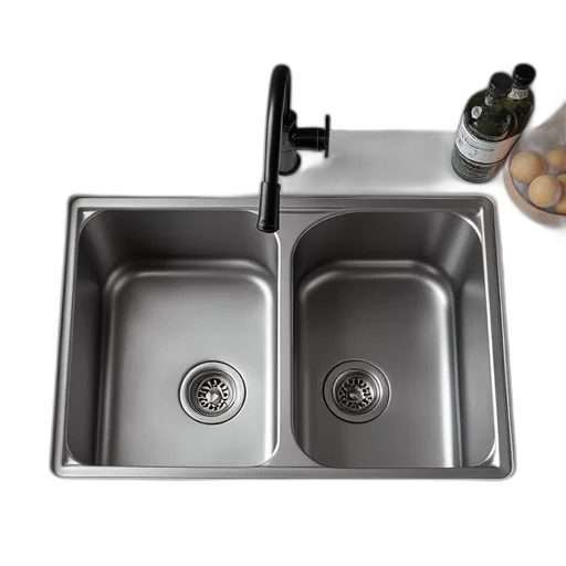 double, bowl, stainless, steel transparent PNG cut-out