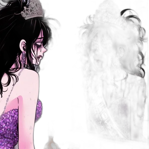 dress, fantasy art, concept art, comic book art, watercolor, fire, neon lights, dark transparent PNG cut-out