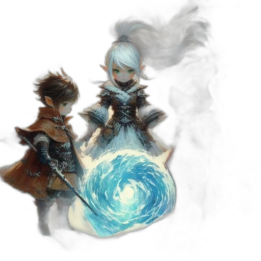 staff, sword, dragon, concept art, fantasy art, watercolor, pixel art, underwater transparent PNG cut-out