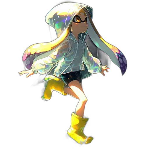 dress, jacket, mask, hair, watercolor, concept art, pixel art, vaporwave transparent PNG cut-out