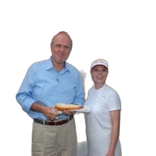 staff, food, shoes, hat, photorealistic, man, blue, shirt transparent PNG cut-out