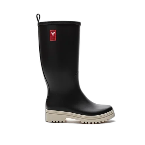shoes, black, rubber, rain, boot, white, sole, red transparent PNG cut-out