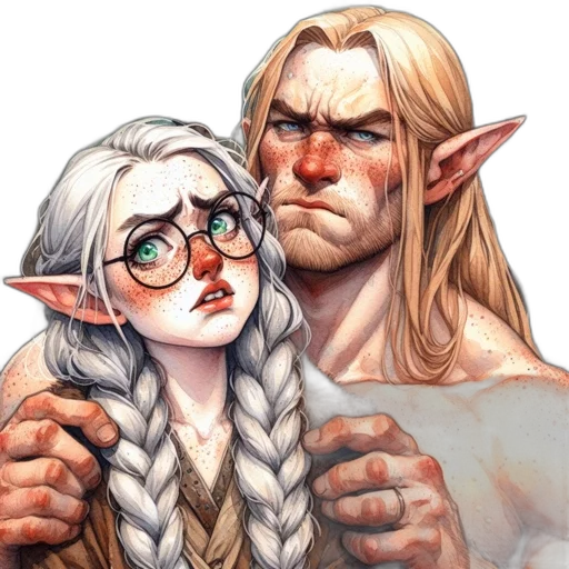 fantasy art, concept art, comic book art, pixel art, two, fantasy, characters, female transparent PNG cut-out
