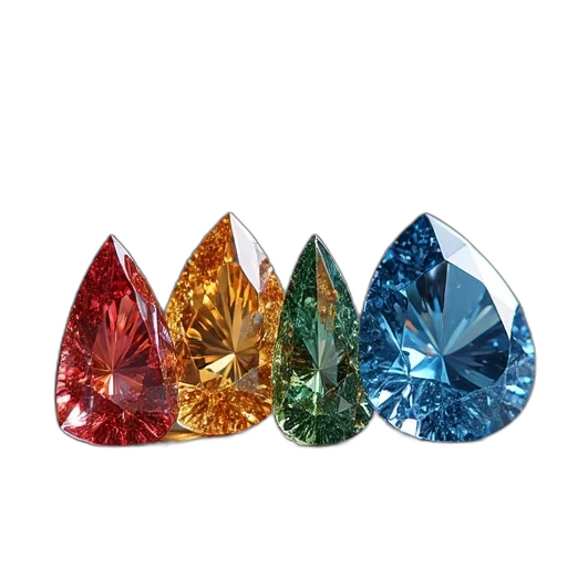 jewelry, crown, umbrella, 3d render, colorful, set, four, color transparent PNG cut-out