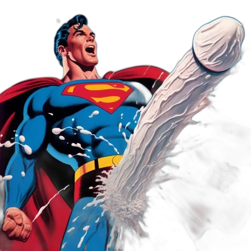 comic book art, concept art, superman, stands, powerful, pose, wearing, his transparent PNG cut-out