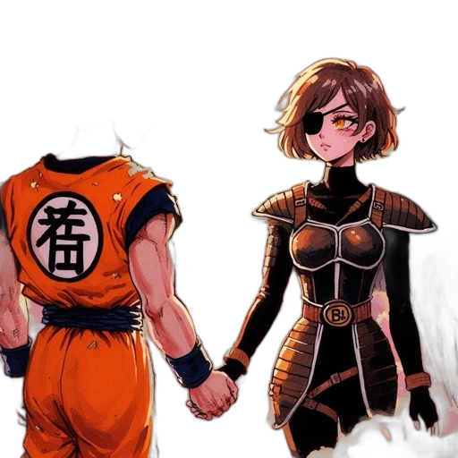 comic book art, concept art, anime, fantasy art, monochrome, golden, dark, two transparent PNG cut-out