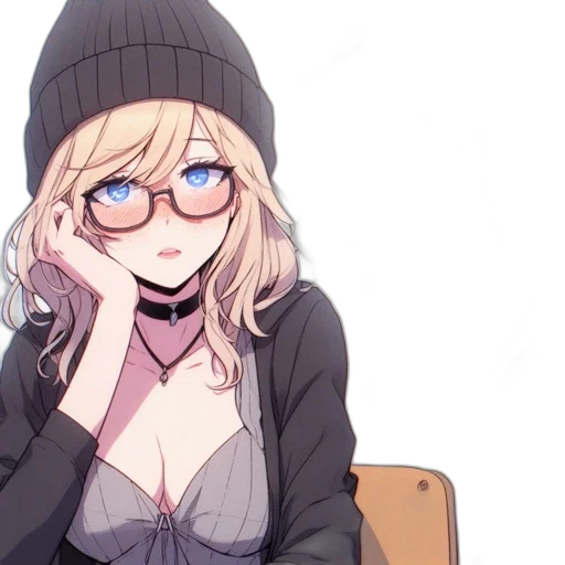 hat, jacket, face, dress, anime, cartoon, concept art, pixel art transparent PNG cut-out