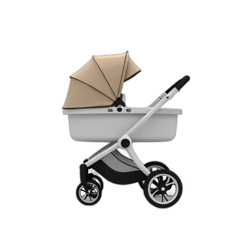 umbrella, 3d render, photorealistic, concept art, white, stroller, beige, canopy transparent PNG cut-out