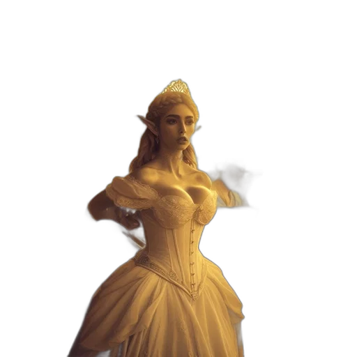 dress, crown, staff, hat, concept art, 3d render, fantasy art, pixel art transparent PNG cut-out