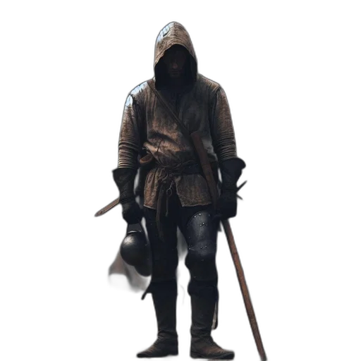 sword, jacket, staff, weapon, concept art, fantasy art, 3d render, pixel art transparent PNG cut-out