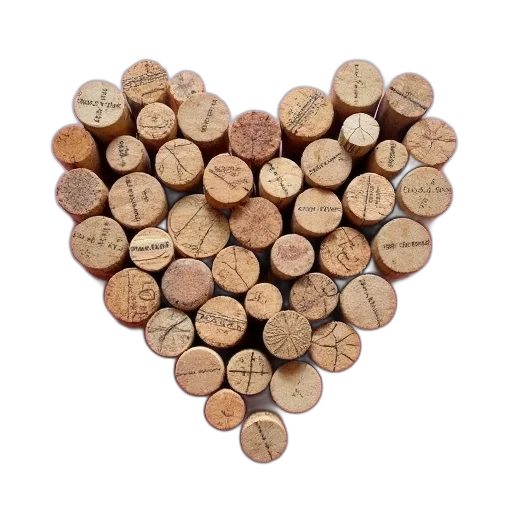 earth tones, collection, various, wine, corks, arranged, heart, shape transparent PNG cut-out