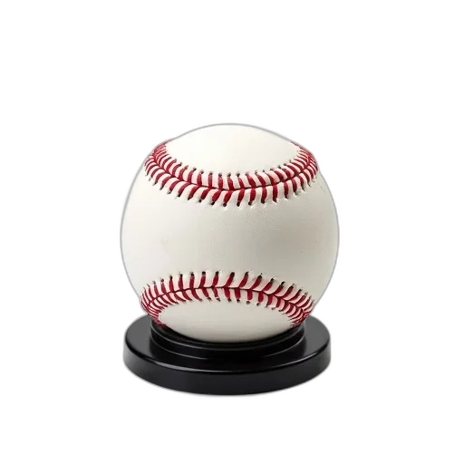 white, baseball, red, stitching, displayed, black, base, positioned transparent PNG cut-out