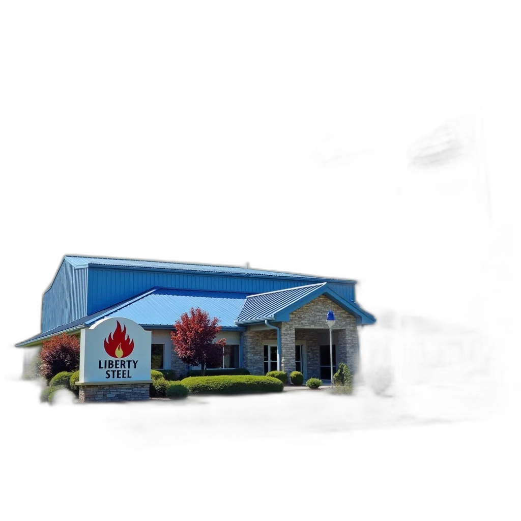 building, 3d render, concept art, photorealistic, large, blue, roof, surrounded transparent PNG cut-out