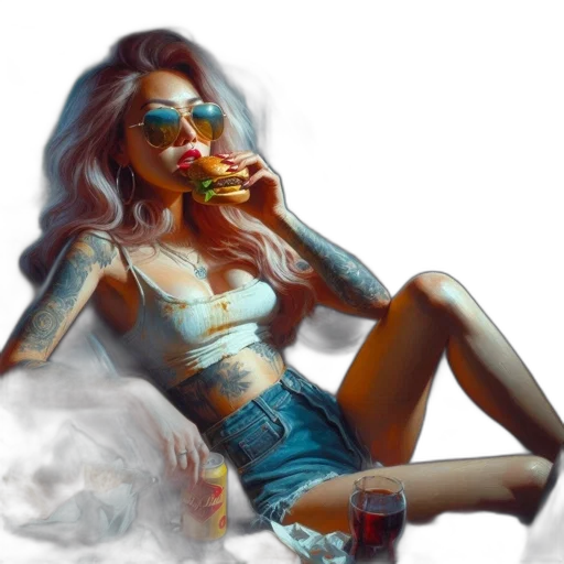 photorealistic, concept art, oil painting, fantasy art, neon lights, fire, blue, neon transparent PNG cut-out