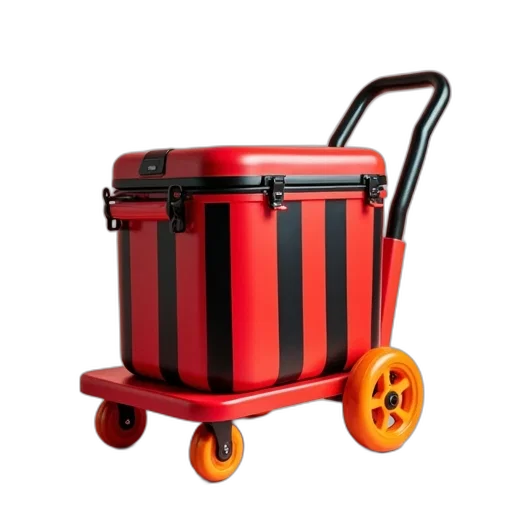 furniture, robot, 3d render, red, black, striped, cooler, handle transparent PNG cut-out