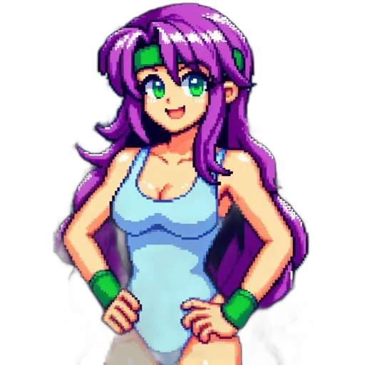 dress, staff, pixel art, anime, vaporwave, concept art, green, pastel transparent PNG cut-out
