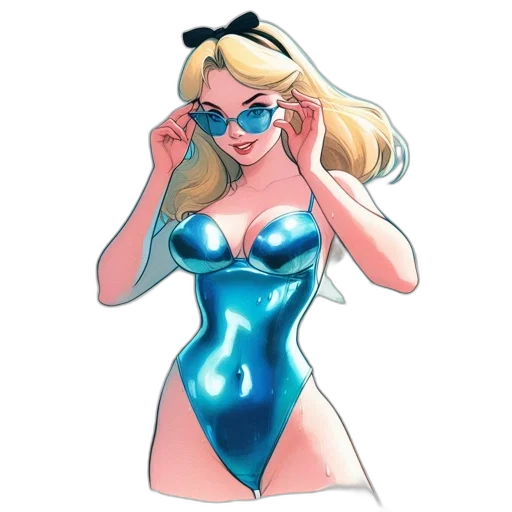 dress, comic book art, cartoon, concept art, watercolor, underwater, blue, illustration transparent PNG cut-out