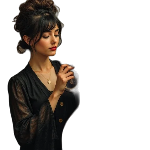 dress, jewelry, umbrella, jacket, oil painting, photorealistic, concept art, fantasy art transparent PNG cut-out