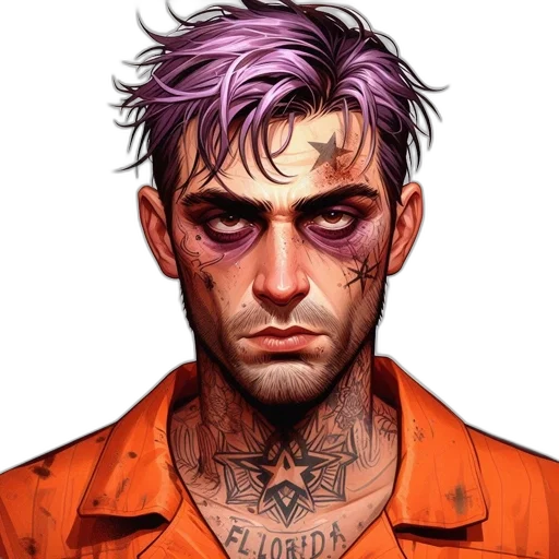 jacket, face, comic book art, cyberpunk, concept art, photorealistic, red, colorful transparent PNG cut-out