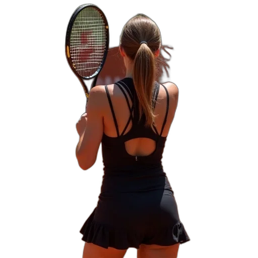dress, photorealistic, 3d render, concept art, woman, black, tennis, apparel transparent PNG cut-out