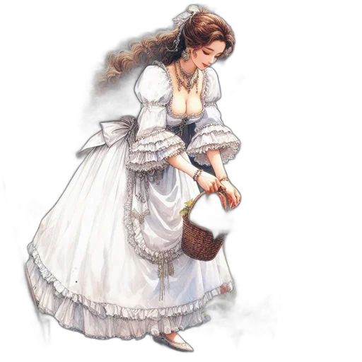 dress, staff, shoes, jewelry, concept art, photorealistic, fantasy art, oil painting transparent PNG cut-out