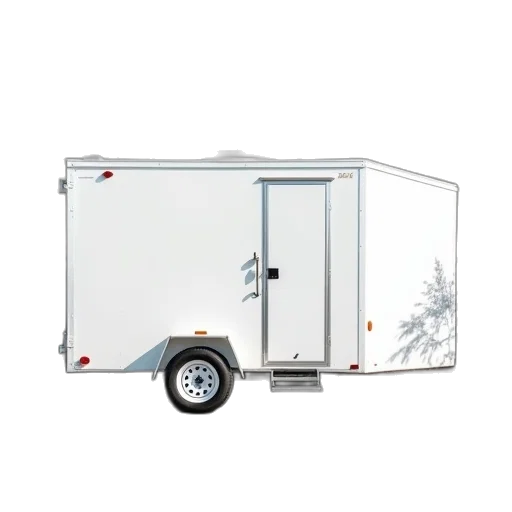 animal, white, commercial, restroom, trailer, parked, lot transparent PNG cut-out