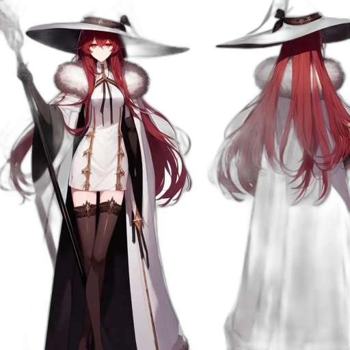 staff, hat, concept art, fantasy art, anime, pixel art, red, monochrome transparent PNG cut-out