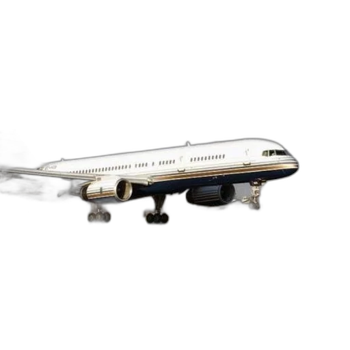 photorealistic, large, commercial, airplane, blue, gold, accents, takes transparent PNG cut-out