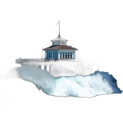 building, concept art, watercolor, pixel art, photorealistic, fog, snow, blue transparent PNG cut-out