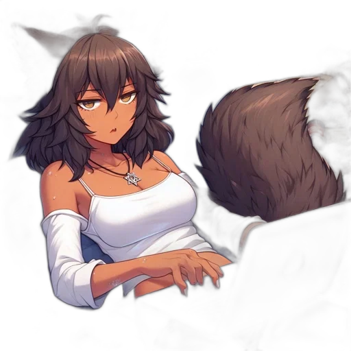 creature, hair, staff, animal, fantasy art, pixel art, concept art, anime transparent PNG cut-out