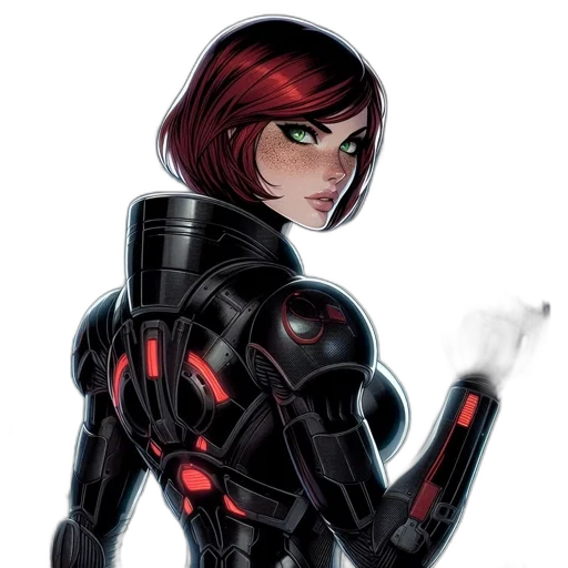 robot, jacket, concept art, cyberpunk, comic book art, cartoon, red, dark transparent PNG cut-out