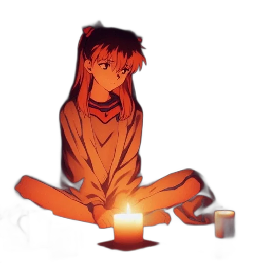 anime, concept art, pixel art, vaporwave, fire, night, neon lights, red transparent PNG cut-out