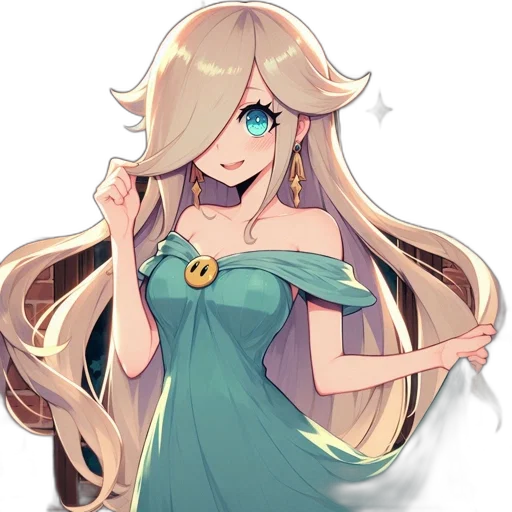 dress, staff, crown, hair, anime, pixel art, concept art, fantasy art transparent PNG cut-out