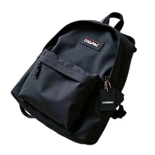 jacket, 3d render, photorealistic, black, backpack, patterned, design, lying transparent PNG cut-out