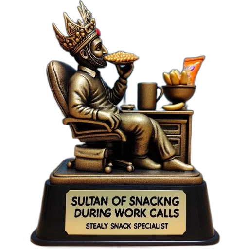 figurine, snacking, king, sits, desk, plaque, reading, sultan transparent PNG cut-out