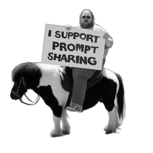 urban, setting, man, rides, black-and-white, horse, while, holding transparent PNG cut-out
