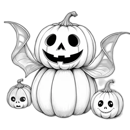 pencil sketch, concept art, cartoon, photorealistic, monochrome, three, halloween, coloring transparent PNG cut-out