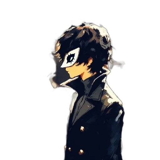 mask, jacket, robot, face, watercolor, anime, cartoon, comic book art transparent PNG cut-out