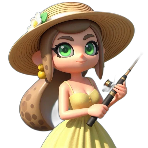 staff, hat, weapon, dress, 3d render, concept art, cartoon, fantasy art transparent PNG cut-out