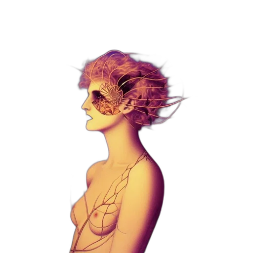 mask, face, creature, hair, concept art, vaporwave, fantasy art, pixel art transparent PNG cut-out