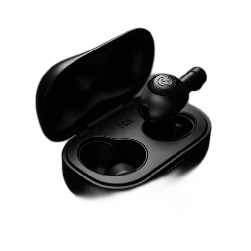earphone, earphones, case, black transparent PNG cut-out