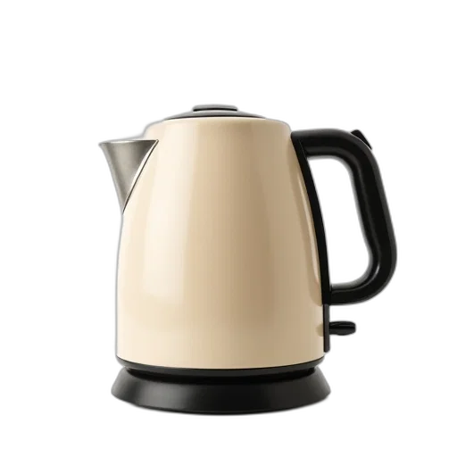 robot, food, 3d render, photorealistic, beige, electric, kettle, black transparent PNG cut-out