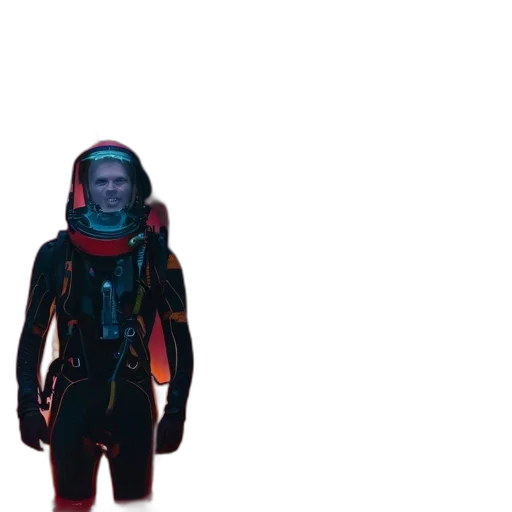 jacket, staff, robot, creature, concept art, cyberpunk, 3d render, pixel art transparent PNG cut-out