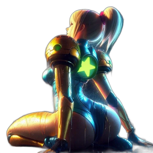 robot, weapon, staff, concept art, 3d render, cyberpunk, fantasy art, neon lights transparent PNG cut-out