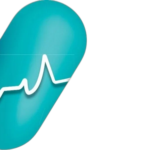 image, features, logo, teal, capsule, shape, white, heartbeat transparent PNG cut-out